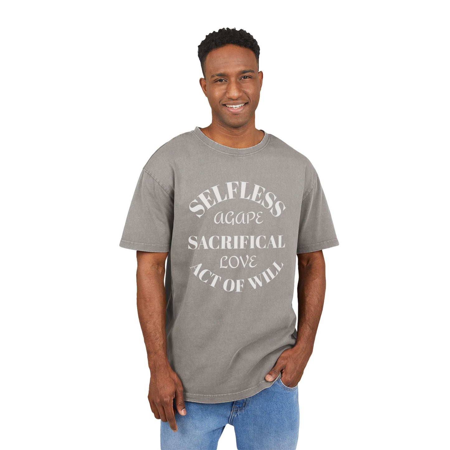 Agape Love Men's Acid Washed Heavy Oversize Tee
