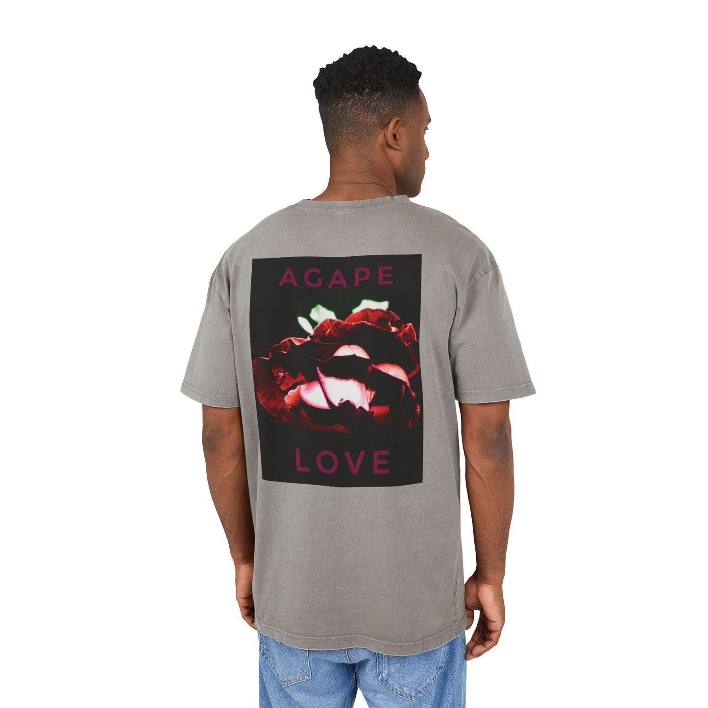 Agape Love Men's Acid Washed Heavy Oversize Tee