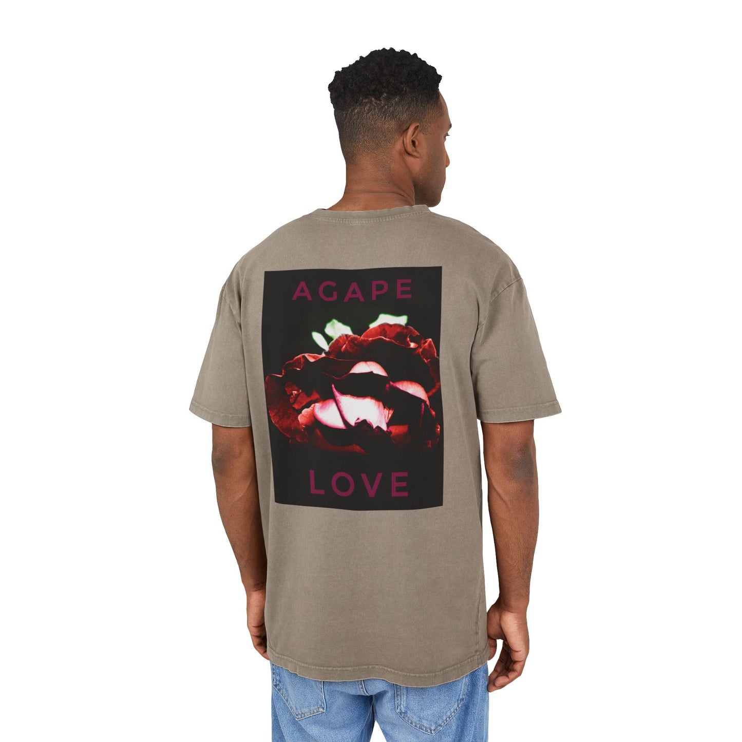 Agape Love Men's Acid Washed Heavy Oversize Tee