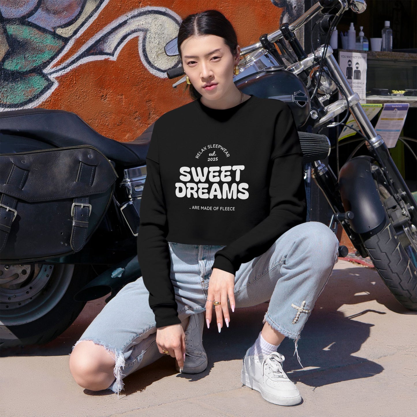 Sweet Dreams Women's Cropped Sweatshirt