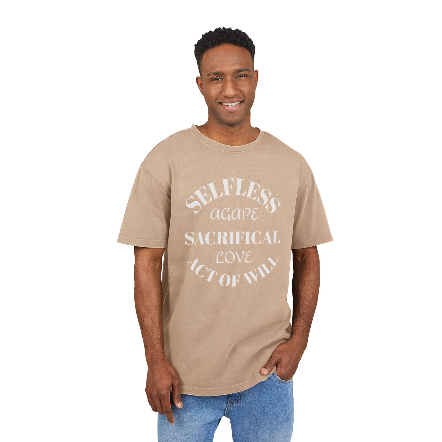 Agape Love Men's Acid Washed Heavy Oversize Tee