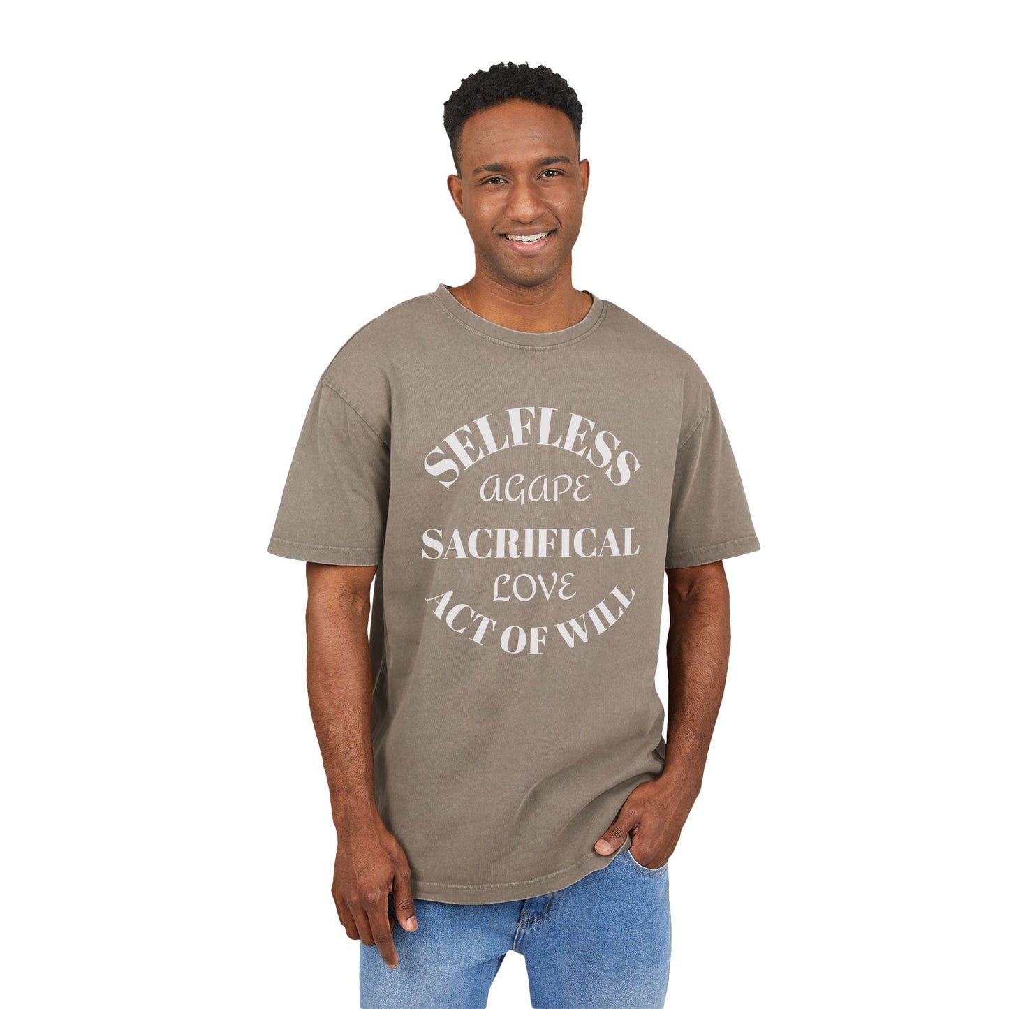 Agape Love Men's Acid Washed Heavy Oversize Tee